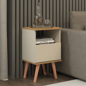 Mesa De Luz Con Cajón Vintage Nordica Retro