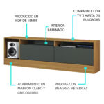 Rack Mesa Tv De Hasta 75 Pulgadas Con Puertas - Imagen 3