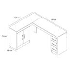 Escritorio Esquinero Mesa De Pc De Oficina 2 Puertas y 3 Cajones - Imagen 4