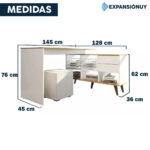 Escritorio Esquinero Madera Mdp Mesa De Oficina Pc 2 Cajones - Imagen 2
