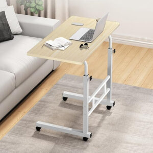 Mesa Escritorio Portátil Auxiliar Altura Ajustable con Ruedas
