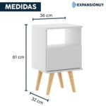 Mesa De Luz Con Cajón Vintage Nordica Retro - Imagen 3