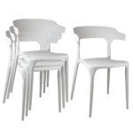 Silla Plastico Reforzada Apilable Comedor Jardin Exterior ! Estructura De La Silla Blanco Asiento - Image 2
