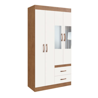 Ropero Armario Placard Con Espejo 4 Puertas 2 Cajones
