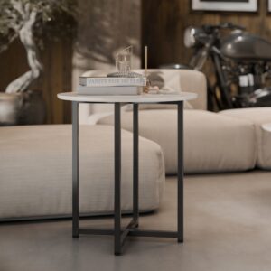 Mesa Lateral Auxiliar Mesita De Centro Living Metal Y Madera