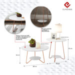 Mesa De Centro + Mesa Lateral Conjunto Living Metal Y Madera - Imagen 5