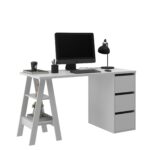 Escritorio Madera 3 Cajones Estantería Oficina Mesa De Pc - Imagen 6