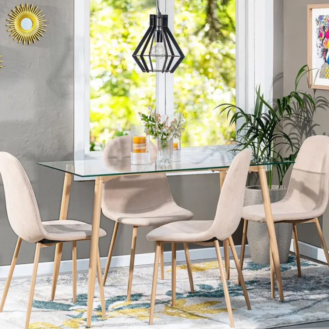 Silla Comedor Eames Forrada Con Tela Lavable Y patas De Metal