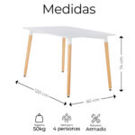 Juego Comedor Mesa Rectangular Eames 120cm + 4 Sillas Tulip - Image 6