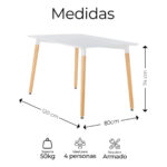 Juego De Comedor Mesa Eames 120cm + 4 Sillas Milan A30 - Imagen 3