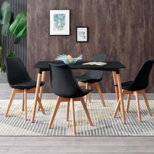 Juego Comedor Mesa Rectangular Eames 120cm + 4 Sillas Tulip