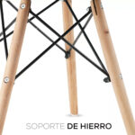 Silla De Comedor Tapizada Lino Plástico Diseño - Eames Estructura De La Silla Negro - Imagen 3