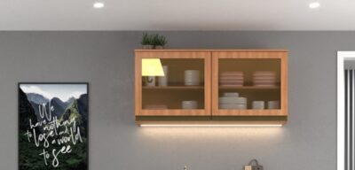 Aéreo De Cocina 2 Puertas De Vidrio De 120 Cm Con Estantes