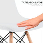 Silla De Comedor Tapizada Lino Plástico Diseño - Eames Estructura De La Silla Negro - Imagen 2