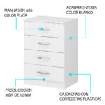 Comoda Cajonera 4 Cajones Dormitorio Guarda Ropa - Image 3