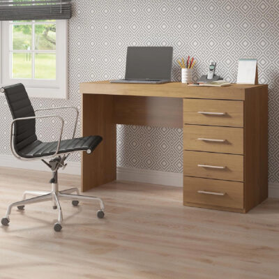 Escritorio Mesa De Pc Madera Mdp Con 4 Cajones