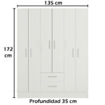 Ropero Placard 6 Puertas 2 Cajones 9 Estantes Y Perchero - Imagen 4