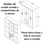 Ropero Placard 6 Puertas 2 Cajones 9 Estantes Y Perchero - Imagen 3