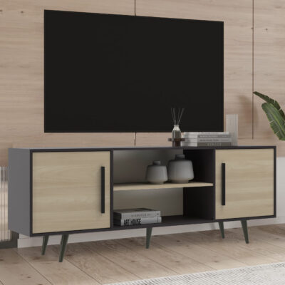 Rack Tv 75 Estantes Con Puertas Batientes Living Comedor