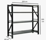 Estantería Metálica Rack S/tornillos 2x2x0.6m 800kg Negro - Image 1