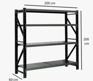 Estantería Metálica S/tornillos 4 Niveles 2x2x0.6m 800 Kg Negro
