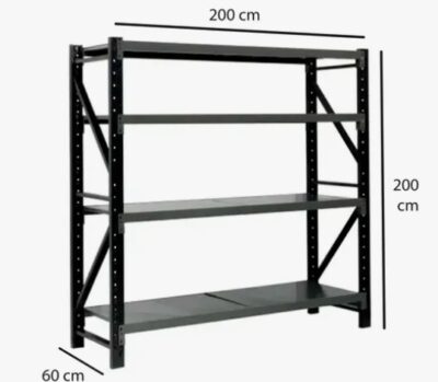 Estantería Metálica Rack S/tornillos 2x2x0.6m 800kg Negro