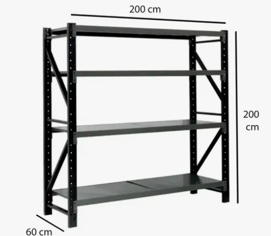 Estantería Metálica Rack S/tornillos 2x2x0.6m 800kg Negro