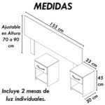 Respaldo Sommier 2 Plazas + 2 Mesas Luz - Image 2