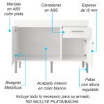 Mueble Bajo Mesada Cocina Encimera 3 Puertas 1 Cajón Alacena - Imagen 4