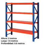 Estantería Metálica C/tornillos 4 Niveles 2x1.5x0.6m 800 Kg - Imagen 3