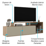 Rack De Tv Hasta 60 Pulgadas Con Puertas Y Particiones - Imagen 3
