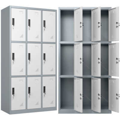 Locker Guarda Bultos 9 Puertas Ropa Metálico Con Llave Y Porta Candado