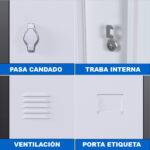 Locker Guardarropas Armario Metalico 6 Puertas Pasa Candado - Imagen 3