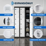 Locker Guardarropas Armario Metalico 6 Puertas Pasa Candado - Imagen 4