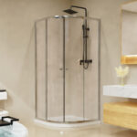 Cabina Ducha Mampara Baño Ovalada + Receptáculo + Drenaje 90 X 195 - Imagen 1