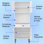 Mueble Cocina Alacena Aparador Microondas 4 Puertas 1 Cajón - Imagen 4