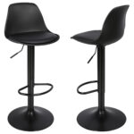 Taburete Con Altura Regulable Con Respaldo Silla Alta De Bar - Imagen 2