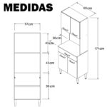Mueble Cocina Alacena Aparador Microondas 4 Puertas 1 Cajón - Imagen 3