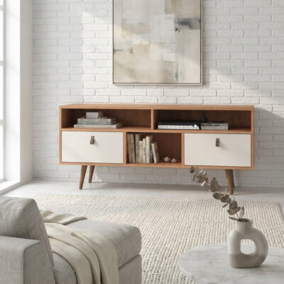 Rack Tv 50 Estantes Y Puertas Basculantes Living Comedor