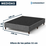 Sommier 2 Plazas Base Box Colchón Espuma Altura 17 Cm - Imagen 3