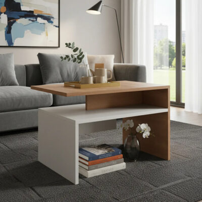 Mesa De Centro De Madera Living Sala De Estar Mesa Ratona