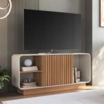 Rack Para Tv Hasta 55 Pulgadas Puertas Basculante Y Estantes - Imagen 1