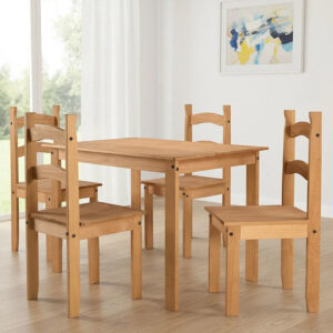 Juego De Comedor Living Mesa + 4 Sillas En Madera