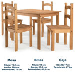 Juego De Comedor Living Mesa + 4 Sillas En Madera - Imagen 2