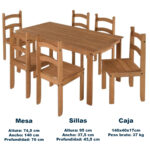 Juego De Comedor Living Mesa + 6 Sillas En Madera - Imagen 2