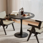 Mesa Redonda Moderna Con Base De Metal 80 Cm - Imagen 1