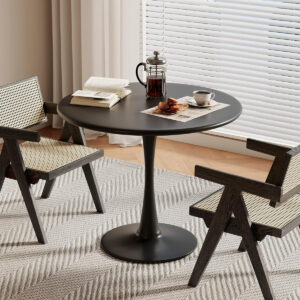 Mesa Redonda Moderna Con Base De Metal 80 Cm