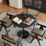 Mesa Redonda Moderna Con Base De Metal 100 Cm - Imagen 1