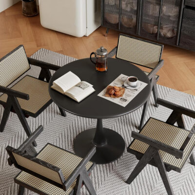 Mesa Redonda Moderna Con Base De Metal 100 Cm