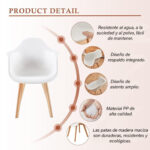 Sillón Silla Base Madera Butaca Nórdico Apoyabrazos - Imagen 5